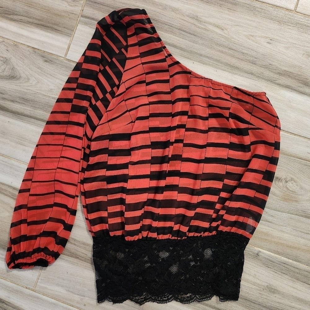 Y2k one shoulder blouse top size small